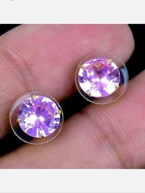 Alexandrite Quartz Gemstone 18K Gold Plated Handmade Stud Earrings